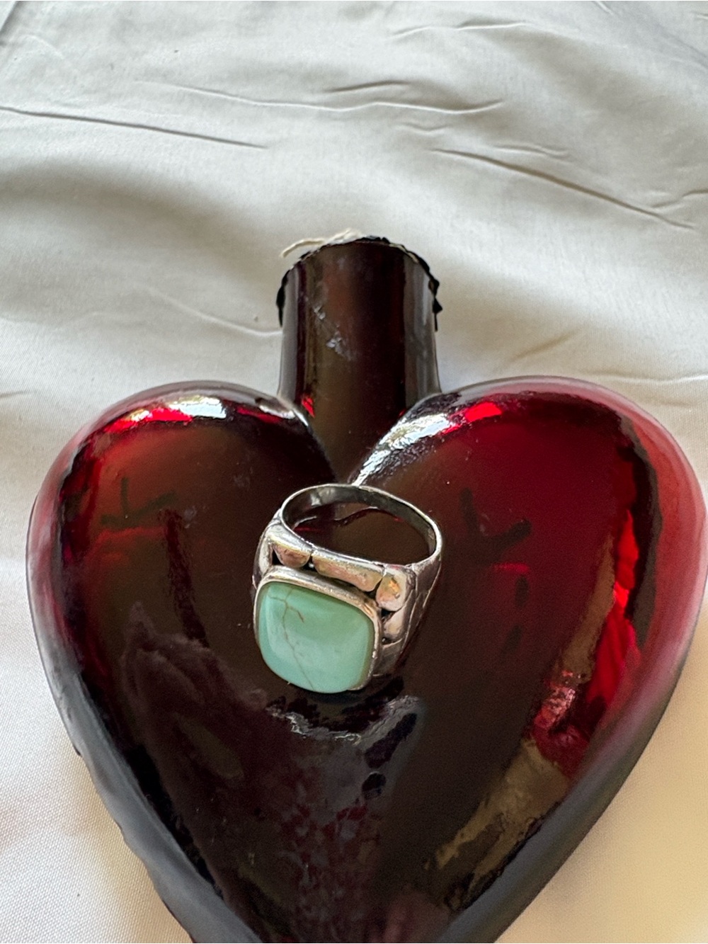 Silver Ring with Light Turquoise Stone - Women Jewelry STUNNING!!